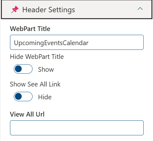 Events Calendar Property Pane