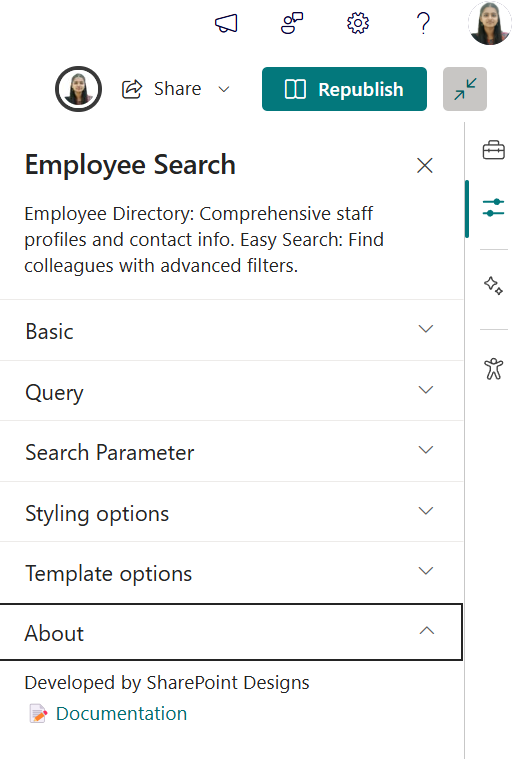 Employee Search Property Pane