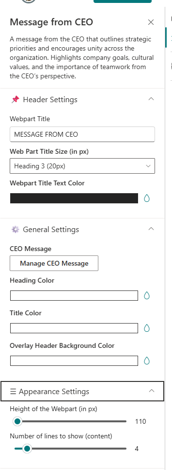 Message Property Pane