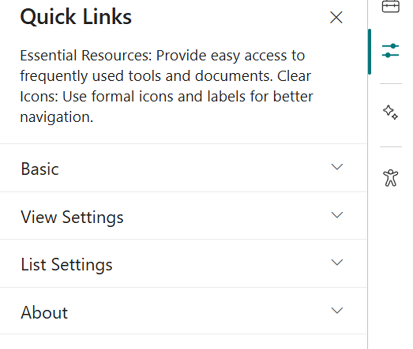 Quick Links Property Pane
