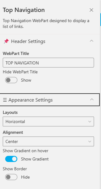 Top Navigation Settings
