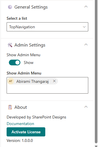 Top Navigation Settings 2