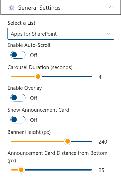 WelcomeBanner Property Pane