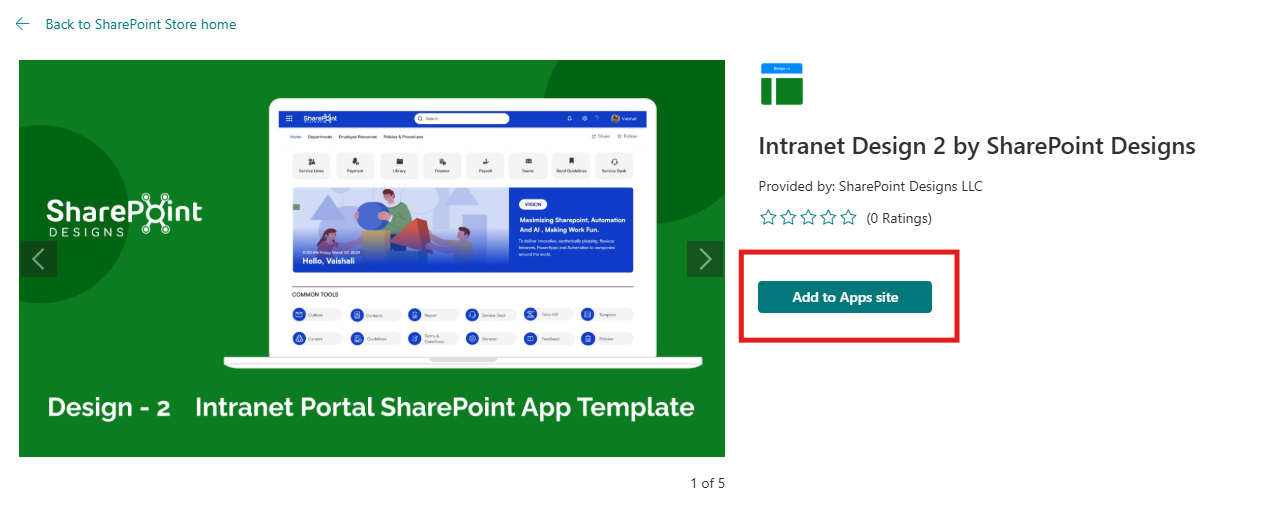 Add to Apps Site