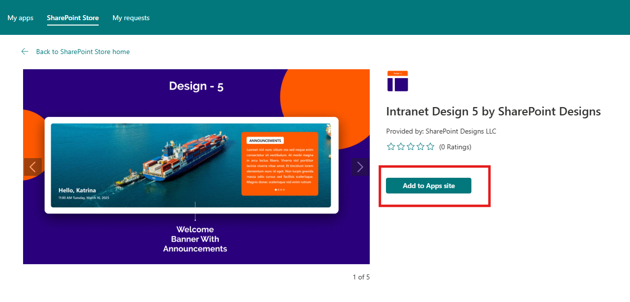 Add to Apps Site