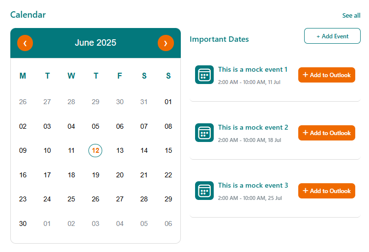 Calendar Web Part