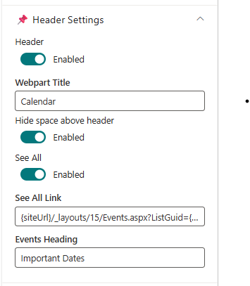 Header Settings
