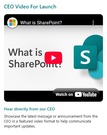 CEO Video Web Part